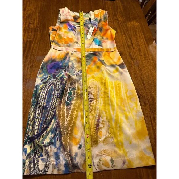 Elie Tahari Sunflower Print Sleeveless Silk Dress With Back Zipper Closure $298 - Picture 3 of 8